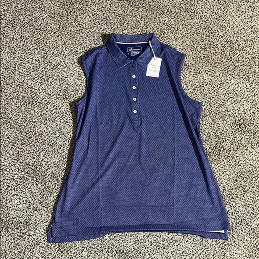 Peter Millar Blue Sleeveless Polo Tank